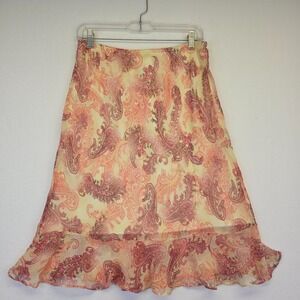 Y2K Star City Skirt Womens L Elastic Waist Paisley Chiffon Y2K Fairy‎ Festival